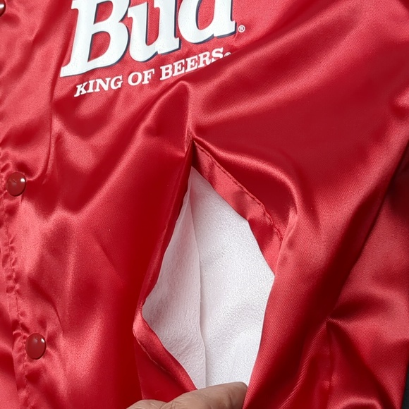 Vintage Budweiser Men's Varsity Snap Button Jacket. - Picture 8 of 10